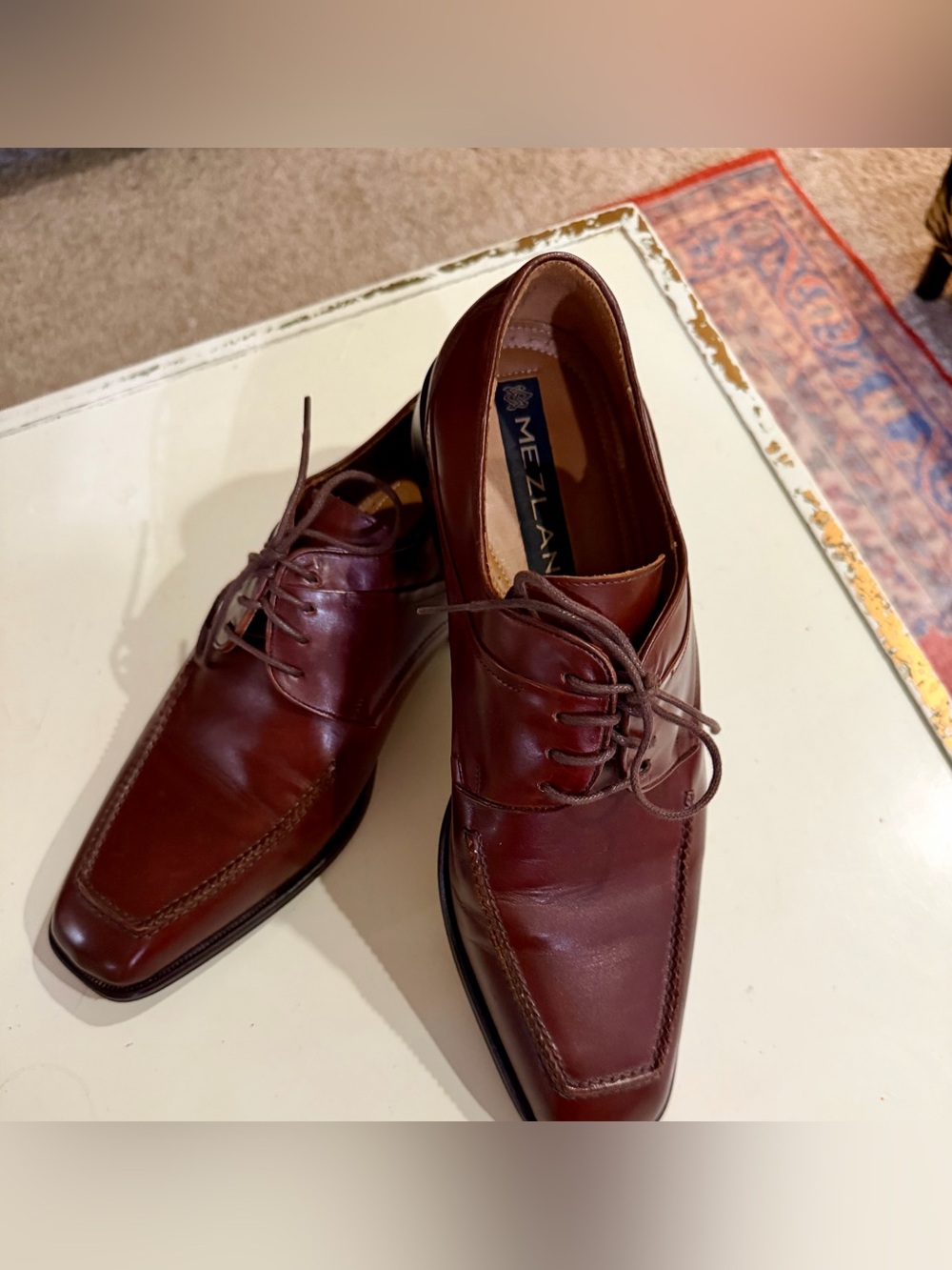 MEZLAN Burgundy Leather Split Toe Derby Dress Shoes Men’s 9.5M Spain